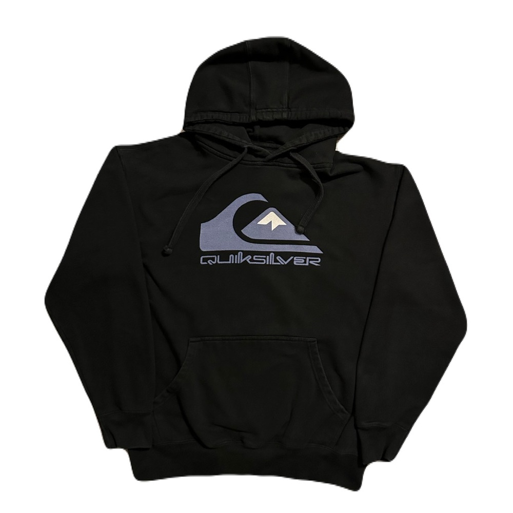 Vintage Y2K Quiksilver Hoodie Sweatshirt Mens Medium Black Surf Skate Fade